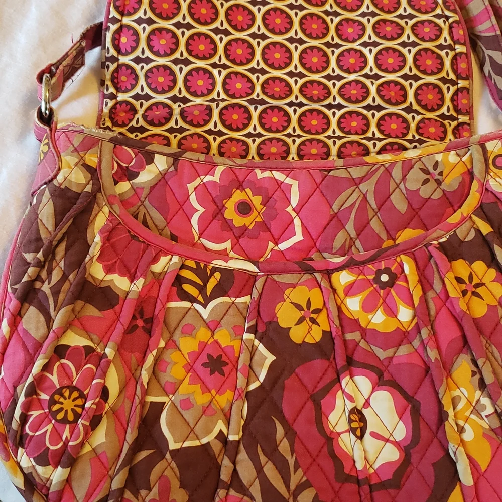 Vera Bradley Pink and Brown Floral Shoulder Bag‎